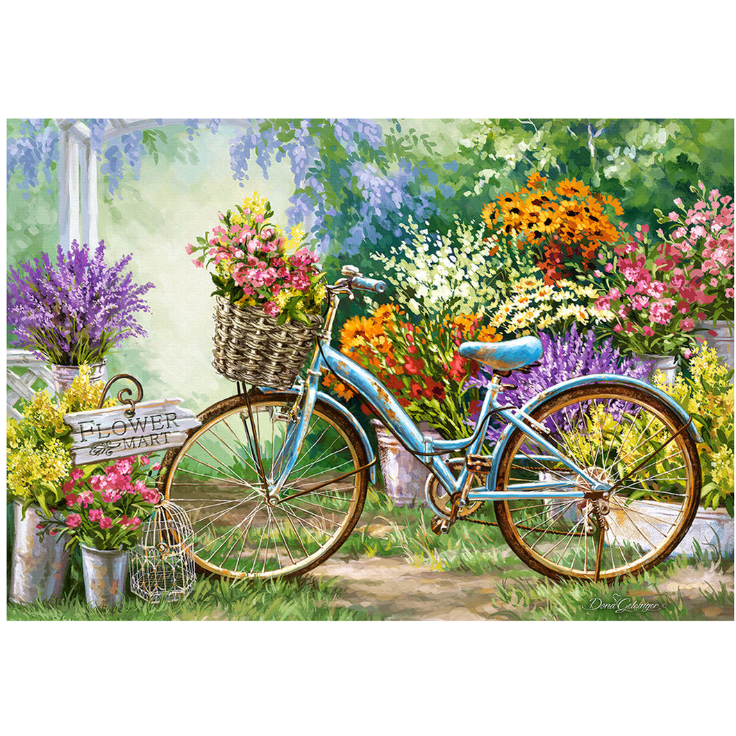 En cykel i blomsterhav